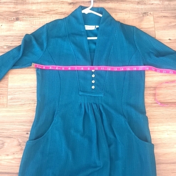 Apt Designs peacock blue bohemian tunic style three quarter sleeve top size S - Picture 6 of 7